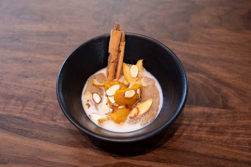Amaranth bowl with winter squash and apples